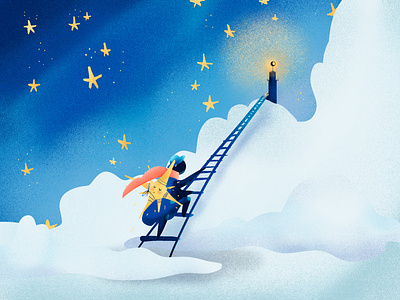 A star watcher calendar character characterdesign illustration lighthouse