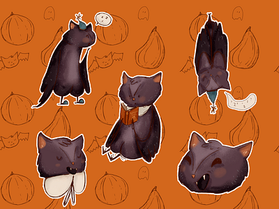 Halloween Sticker Pack autumn bat character character design graphic design halloween halloweenmood illustration october stickerpack stickers