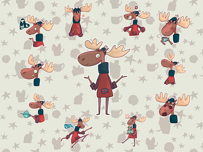 Happy Christmas Moose sticker pack