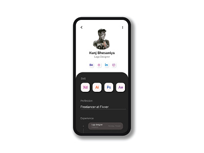 Profile UI Design app dailyuichallenge icon illustration ui uiux ux xd xd design