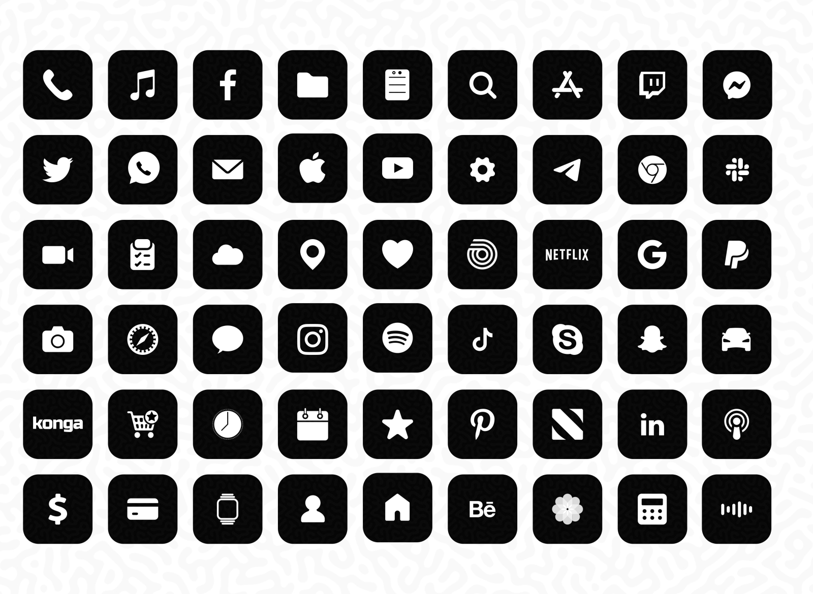 black and white icons