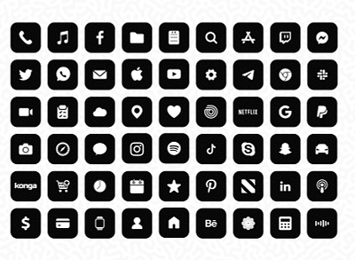 iOS 14 Minimal Black & White Icon Pack black and white design ios ios 15 iphone matte minimalist ui