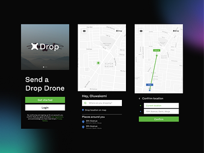 DROP - Drone Delivery App branding design drone graphic design logo mobile app tech ui ux