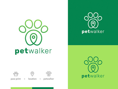 PETwalker brand identity branding design logo logodesign logotype minimal pets vector