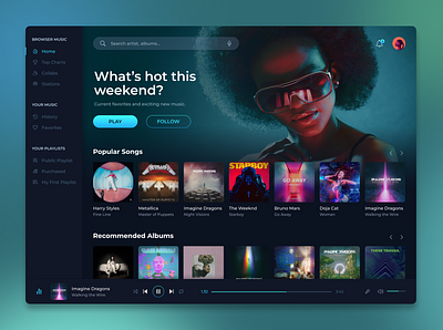 Music Player Dashboard app dashboard design desktop music product ui ux