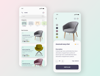 Furniture Shop App app branding clean ui color design minimal simple design ui user interface ux web website