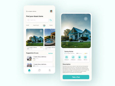 Home Rent App app clean ui design ui ux web