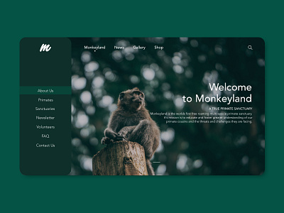 Monkeyland – Web Design animal clean green interactive design life live love minimal monkey nature one page protect south africa web webdesign website
