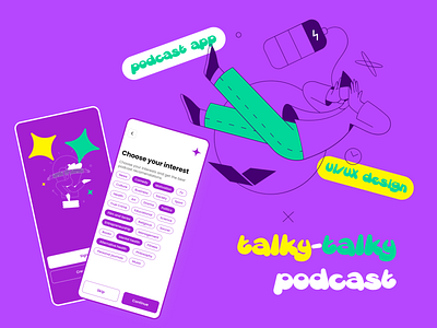 talky-talky podcast app app design art design illustration listening to podcasts minimal mobile application podcast app purple simple ui ux