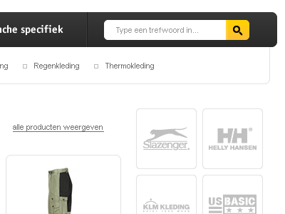 iWorkwear menu and searchbar