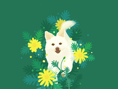 Happy animal book creative digital art dog dribbble flower graphicdesign illustration lohas love nature poster ui visual