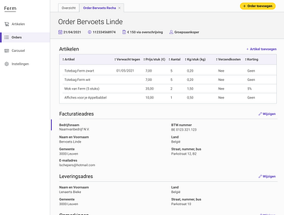 Webshop backend order detail backend design software ui ux webshop