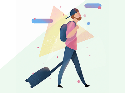 Travelling Guy editorial gradients illustration ipad pro procreate travel