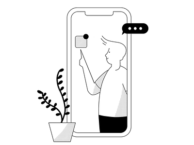 App User - Monochrome illustration ipad pro product illustration