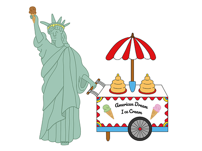 American Dream america americandream colors dream ice cream ice cream cone ice cream shop ice cream truck illustration illustration art illustration design illustrator statue of liberty