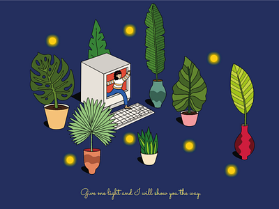 Heroimage Yellibeanz colors computer illustration illustration art illustrator lights plants selfimage