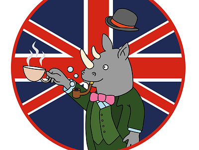 Fudge shop branding british colors design fudge illustration illustration art illustration design illustrator logo rhino tea unionflag
