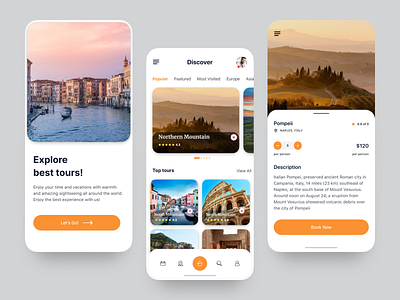 Travel App, Agency, Tour agency app branding buttons card design home page illustration mobile sliders tour travel trip ui ux