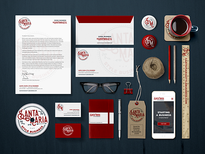 SMSB Branding Project bbq blue branding business central coast mission mockup red rustic santa maria wood