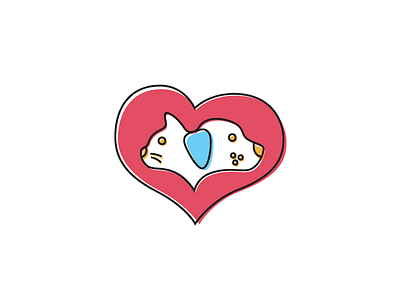 Dog / Cat / Heart cat dog hand drawn heart nonprofit outlines red wip