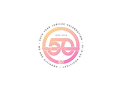 50th-Year Logo Mark 1960s 1968 50 anniversary bible citizens gradient inline retro