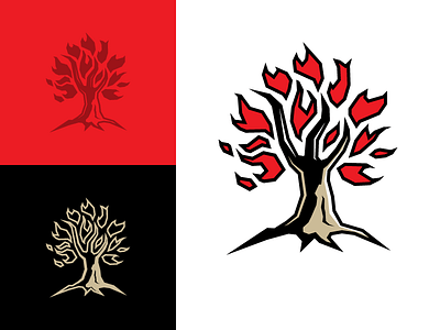Thoughts? elm fire flame liberty negative space roots torch tree wip