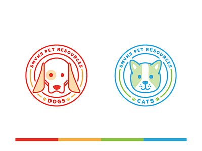 Dog + Cat Badges animal shelter animals cat cute dog icons nonprofit pet primary colors