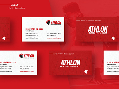 Athlon Brand Refresh branding business cards fast fitness greek greek helmet gym health logo red spartan sports