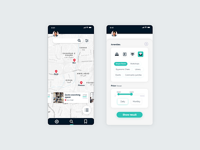 Coworking space booking app app booking uidesign