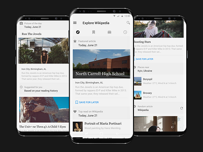 Homepage For Wikipedia Client android app material ui ux wiki