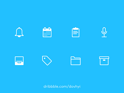 FREEBIE – Outline Icons - Get Yours Now archive bell calendar clipboard folder free freebie icon icons inbox microphone tag