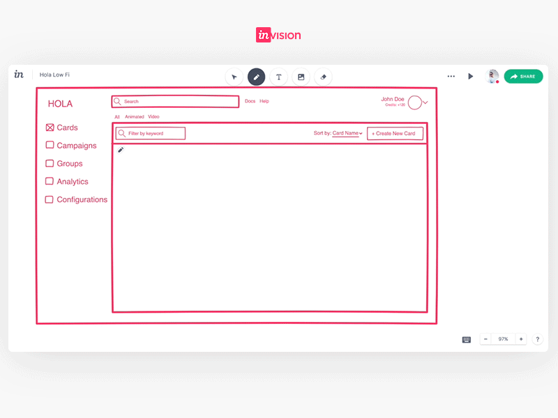Sketching Low Fidelity Wireframes Using Freehand by InvisionApp