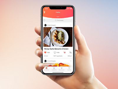 CookList App Design bright clean cook feed food hand ios iphone x meal minimal recipe shopping