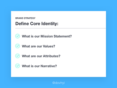 Define Core Identity attributes branding design identity mission narrative strategy value