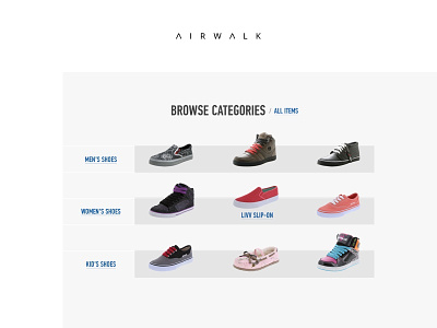 Airwalk Categories bestseller commerce ecommerce minimal redesign shoe shop store ui ux
