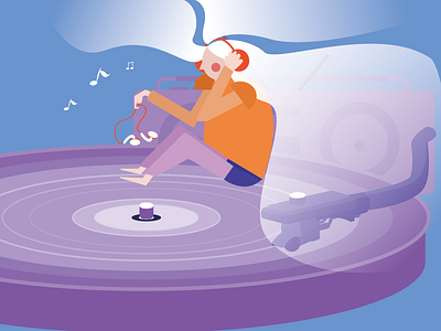 Listen to music illustration design illustration