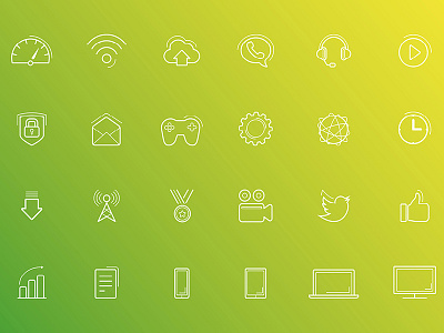 Icon set gradient icons lines simple vibrant colours