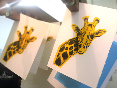 Giraffe | Yellow animal art black drawing giraffe ink print screen print screenprint sketch yellow
