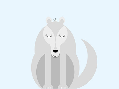 W is for Wolf blue character children cute eyelashes grey illustration kids simple vector wolf