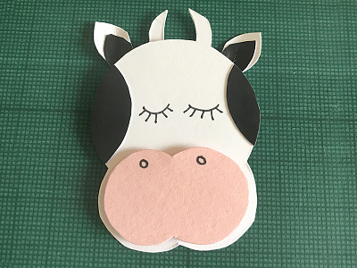Paper Cow animal black cow cute eyelashes farm illustration paper papercut pink white