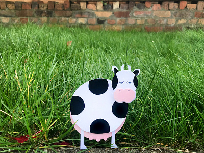 Paper Cow Outdoors animal character cow grass illustration paper papercut photography