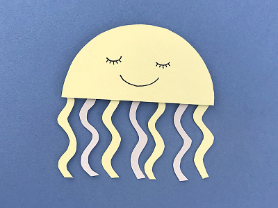 Paper Jellyfish alphabet blue character cute fish illustration jellyfish paper papercut sea yellow
