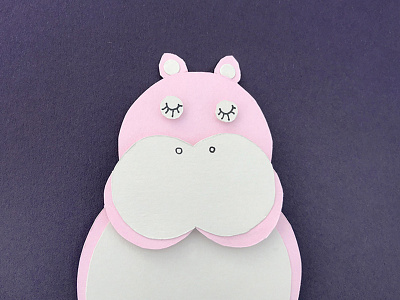 Paper Hippo alphabet animal craft hippo hippopotamus illustration paper papercut pink purple