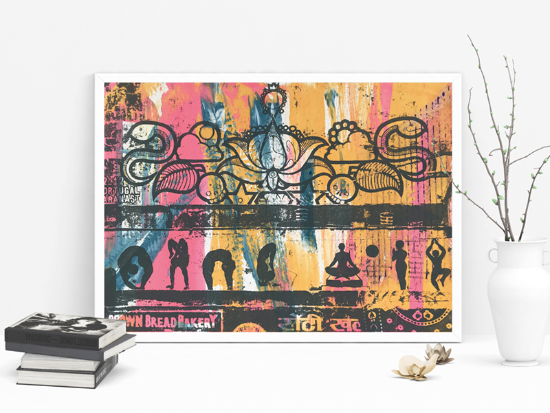 North India Screenprint orange colorful pink editorial asia travel street art screenprint illustration india silkscreen art