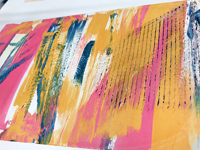 Textured Silkscreen Print acrylic art bright grunge orange pink screenprint silkscreen texture
