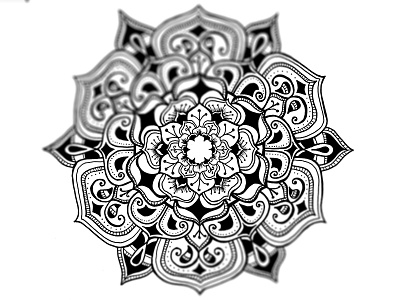 Mandala Illustration art black detail floral geometric ink mandala mono pattern white
