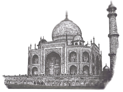 Taj Mahal Silkscreen Illustration atmospheric black and white grey handmade ilustration india mono silkscreen taj mahal travel