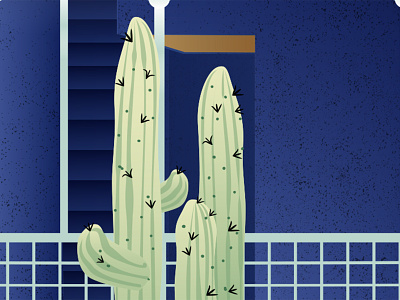 New illustration blue cactus colours fence garden gradient green illustration nature plants spikes travel