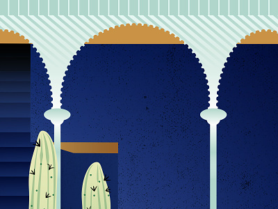 Travel illustration detail abstract beautiful blue bright cacti cactus detail editorial gold gradient green marrakesh modern morrocco texture travel unique