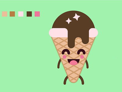 Happy Icecream design food illustration logo minimal vector